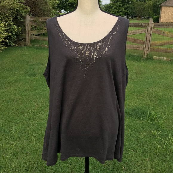 Eileen Fisher Tops - Eileen Fisher 100% linen tank top dark grey 1x